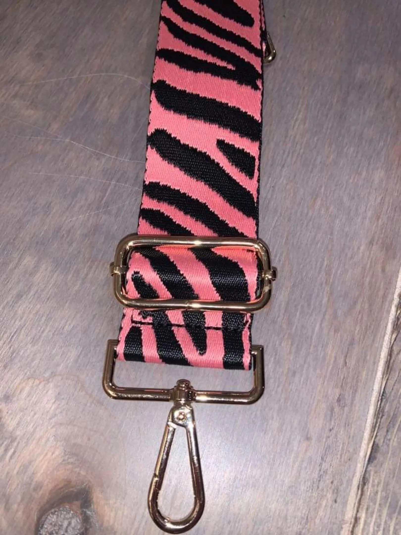 Zebra Bag Strap with metallic stars and stripe with gold hardware-  5 cm width    Turquoise, Pink or Fuchsia available