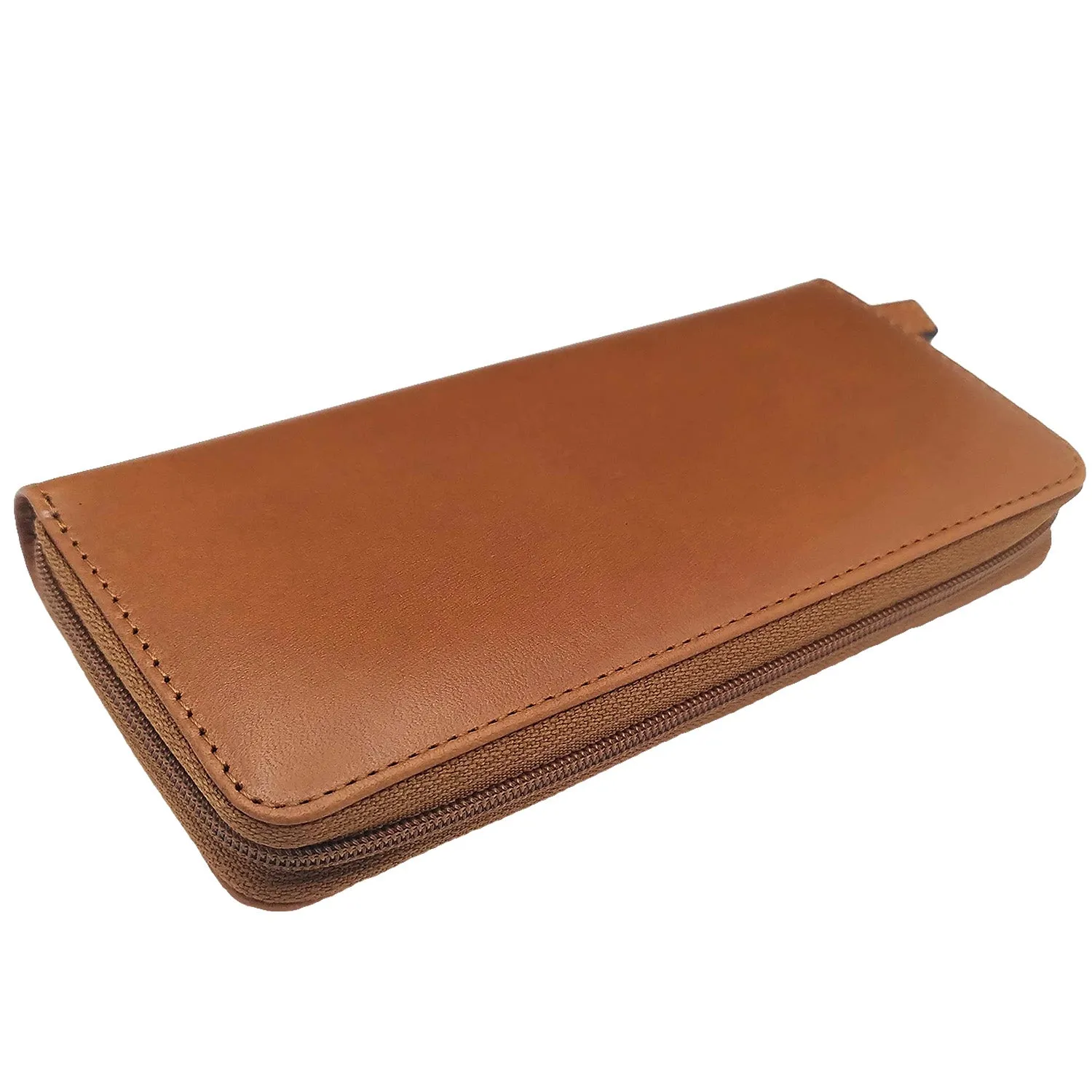 Zipped Leather Triple Pen Case