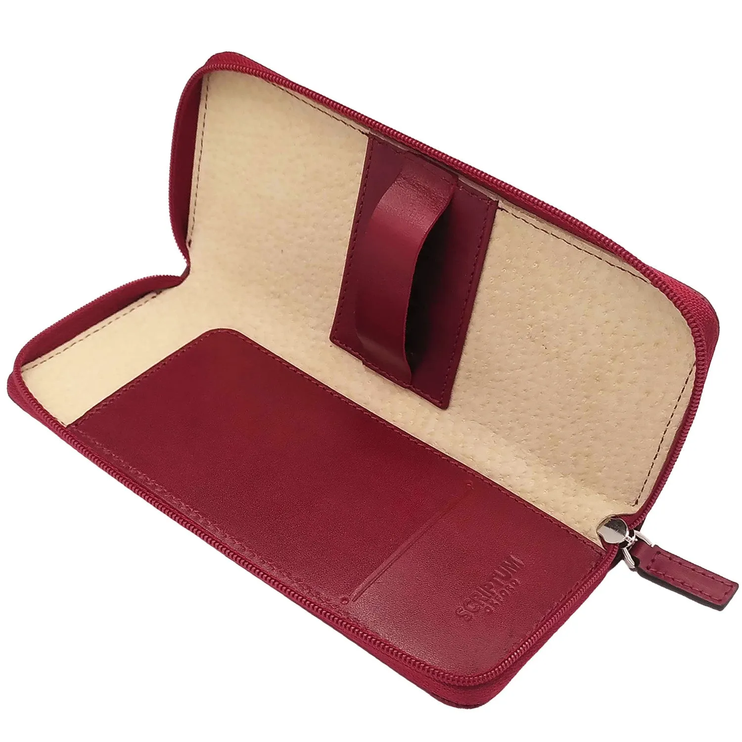 Zipped Leather Triple Pen Case