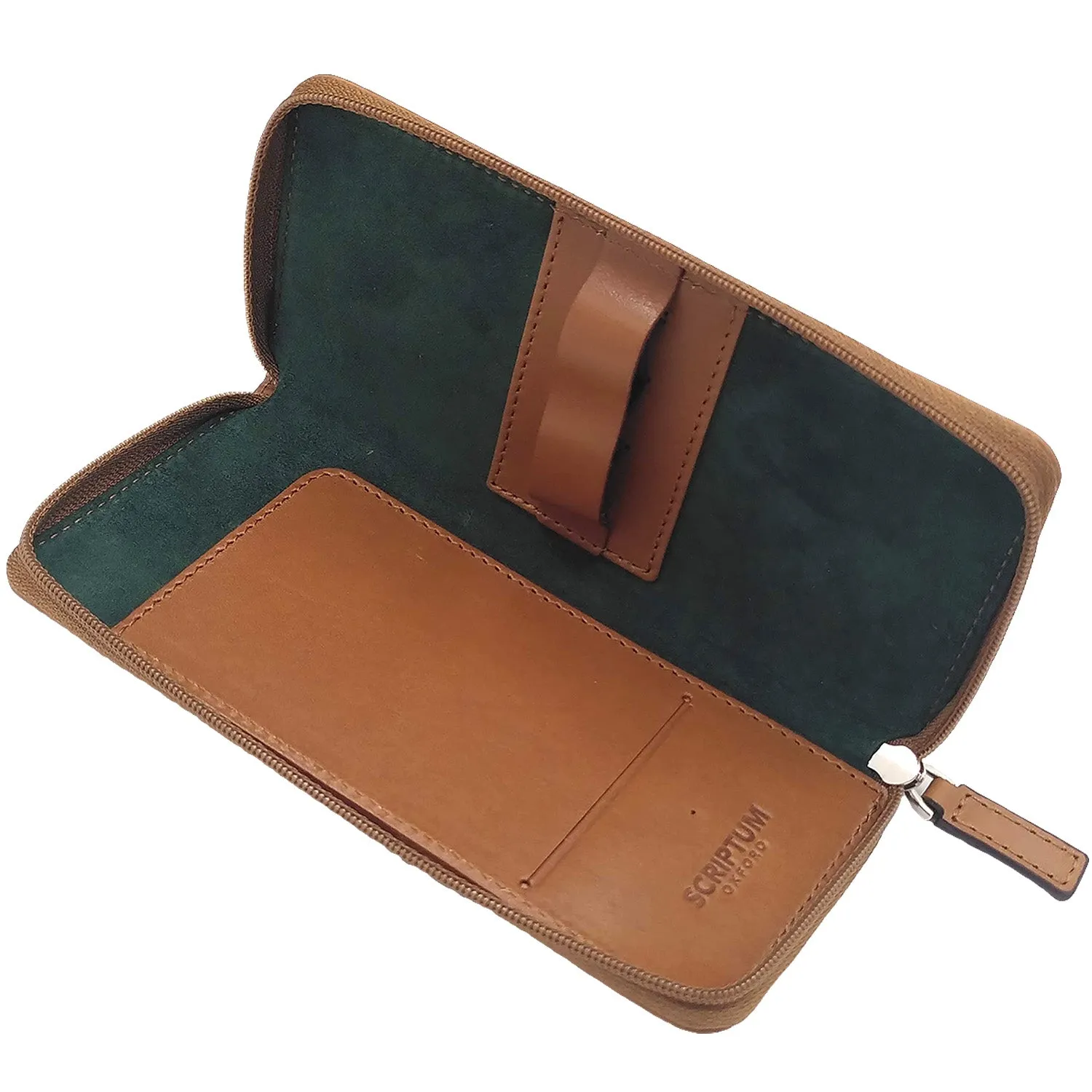 Zipped Leather Triple Pen Case