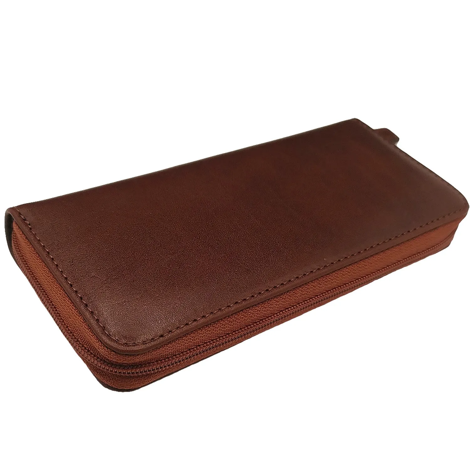 Zipped Leather Triple Pen Case